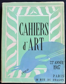 Cahiers d’Art 22 Annee. 1947 . Cover by Braque