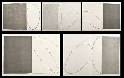 Robert Mangold. Seven Maxims, with 5 large original lithographs, one of 60 copies, 1996: Complete portfolio with five original double-page lithographs by Robert Mangold and text by Friedrich Holderlin (1770-1843), translate from German by Paul Schmidt. Loose as issued, in the original clo