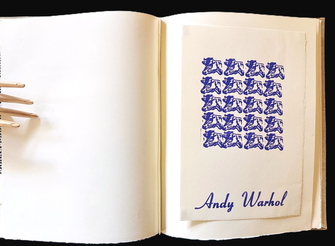 Stamped Indelibly. With 12 original rubberstamps by A. Warhol, R. Indiana, R. Creeley & others: William Katz, 1967. This book contains 12 (of 15) original rubberstamps by Andy Warhol, Robert Indiana, Robert Creeley, Red Grooms, Kenneth Koch, Marisol, Gerard Melanga, Peter Saul, Claes Oldenberg,