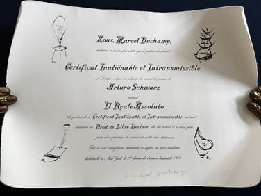 Il Reale Assoluto. With 10 lithographs by Man Ray & 2 by Duchamp. Schwarz. 1964.