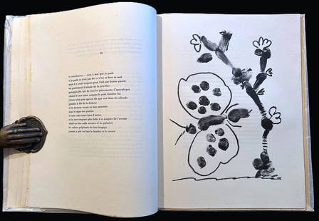Picasso. De Memoire D’Homme. 1950. One of 350 copies, with 9 lithographs by Picasso.: Bordas, Paris, 1950. Poems by Tristan Tzara Illustrated with 9 original lithographs by Picasso. Total edition of 350 numbered copies, of which this one is one of 20 copies our of commerce, with a dedi