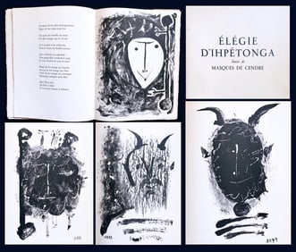 Elegie d'Ihpetonga suive de Masques de cendre. With 4 original lithographs by Picasso. 1949.