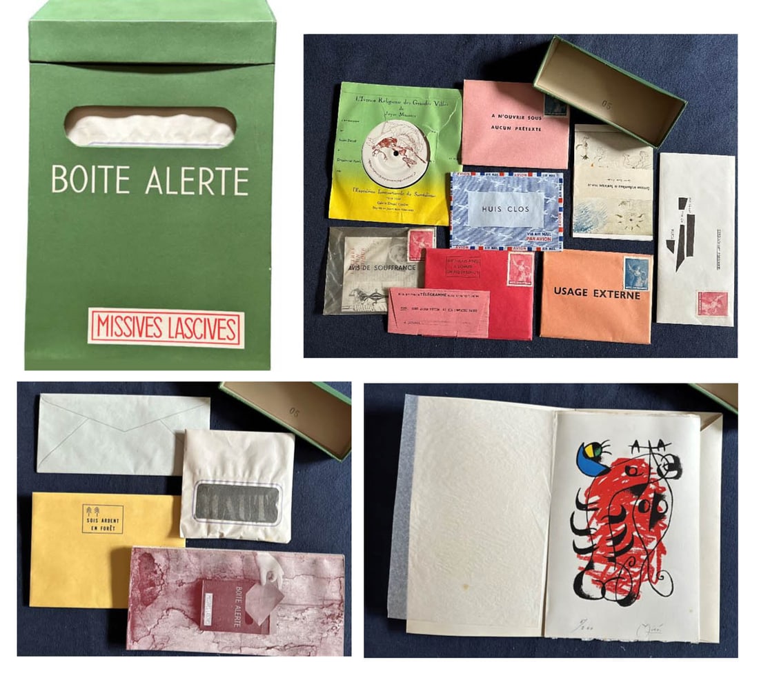 Marcel Duchamp. Boîte Alerte, Exposition Internationale du Surréalisme 1959/60. Complete.: Marcel DUCHAMP. Boîte alerte (Alert box). Lascivious Missives - 1959 / 1960. Deluxe catalogue for the Exposition Internationale du Surréalisme, ‘EROS’, organized by André Breton and Marcel Duch