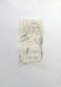 Wilfredo Lam signed and numbered Etching. 1966. One of 25 copies.