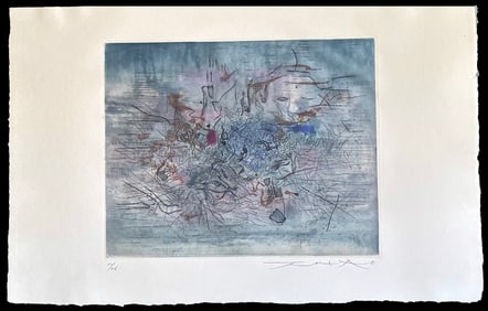 Signed etching and aquatint in colors by Zao Wou-ki. 1968, one of 15 copies
