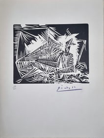 40 dessins de Picasso en marge du Buffon. DeLuxe With an original wood cut signed and numbered by