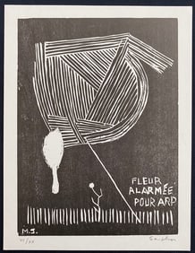 Michel Seuphor signed and numbered woodcut.  1966. One of twenty copies.