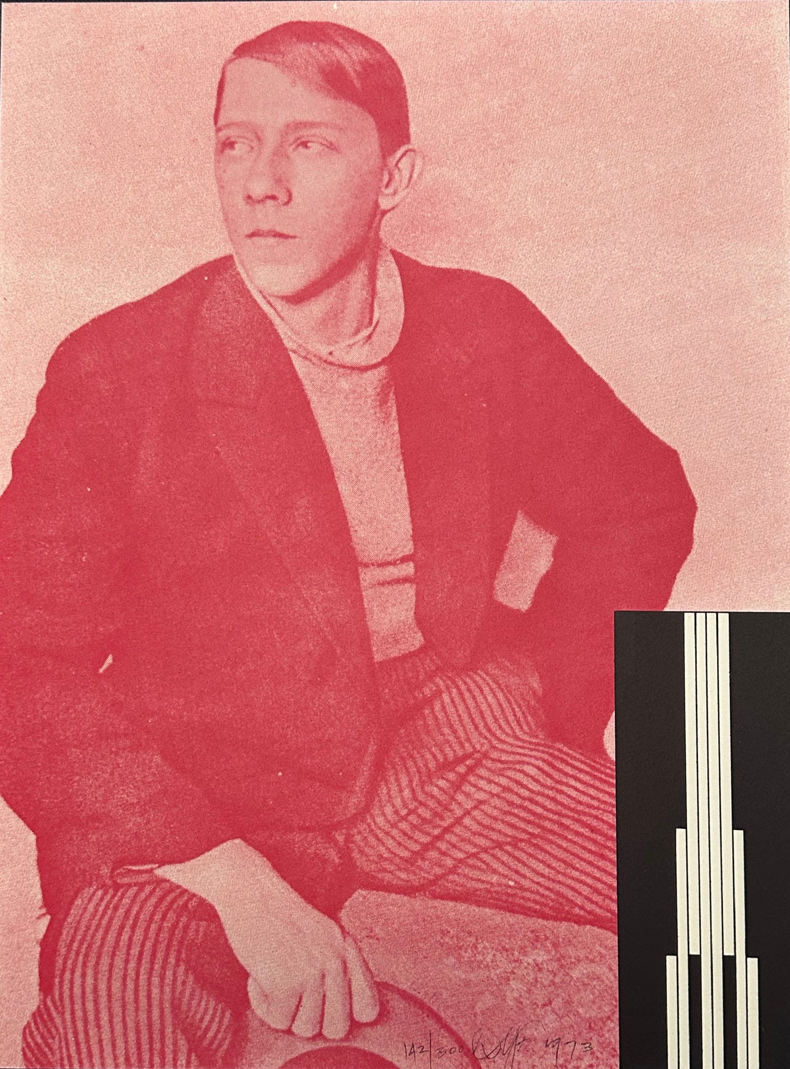 Dan Flavin signed lithograph. 1973. One of 300 copies.: Untitled. Screenprint in colors, signed, dated and numbered to lower right by Flavin. Limited edition of 300 copies, printed by Styria Studio, Inc, New York and published by Experiments in Art and Tec