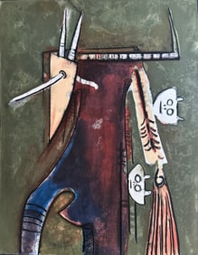Lithograph by Wilfredo Lam. Signed. Bonjour Max Ernst. One of 30 copies. 1976.