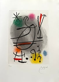 Joan Miro Original signed etching with aquatint. 1978. One of 115 copies.
