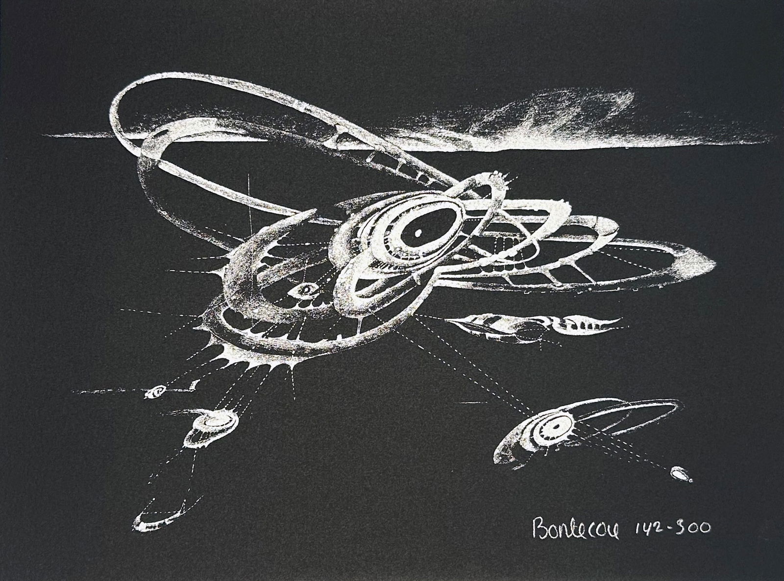 Lee Bontecou signed lithograph. 1973. One of 300 copies.: Untitled. 1973, two-color silkscreen on paper. 9 h × 11? w in (23 × 30 cm). Signed and numbered to lower right. This work is from the edition of 300 printed by Styria Studio, New York and published