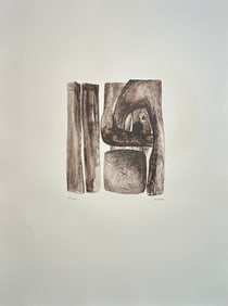 Lithograph by Henry Moore. Signed. Bonjour Max Ernst. One of 30 copies. 1976.