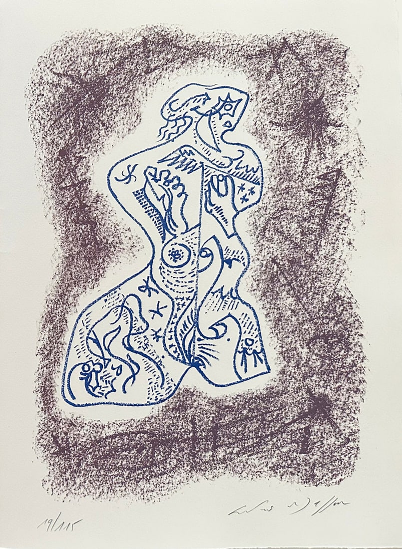 Andre Masson. Signed Lithograph. 1978. One of 115 copies.: Color lithograph by Andre Masson. Signed in pencil on the lower right and numbered on the lower left. One of 115 numbered in Arabic numerals in Rives paper. Published in 1978 by Erker Presse, for the