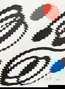 Alexander Calder. Signed Lithograph. 1978. One of 115 copies.: Lithograph in color by Alexander Calder monogrammed in pencil on the lower right and numbered on the left. One of 115 copies numbered in Arabic numerals in Rives paper. Published in 1978 by Erker Pres