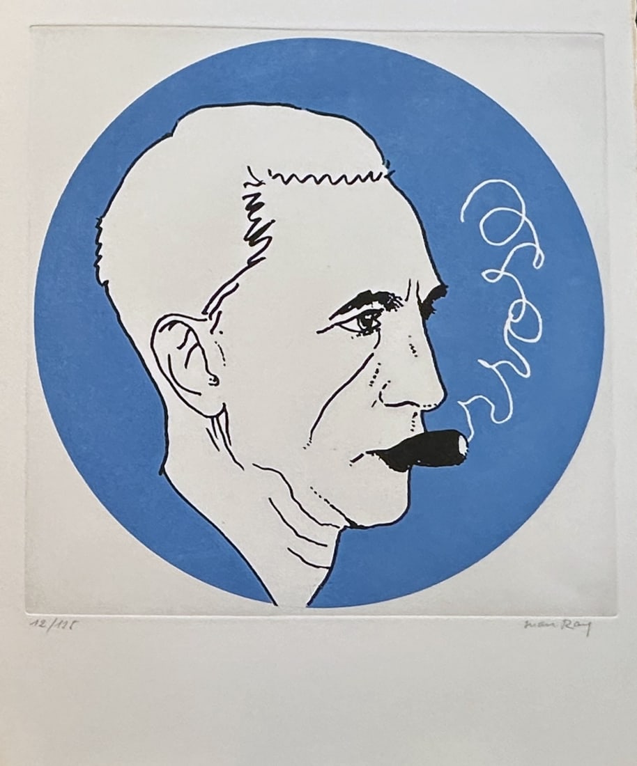 Man Ray Signed Lithograph. One of 160 copies.: Lithograph in color from Monument a Christophe Colomb et a Marcel Duchamp portfolio, created in 1968–71. Signed and numbered by the artist. Limited edition of 160 copies printed between 1968 and 197