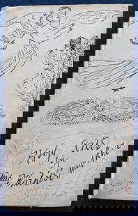 WARHOL. Holy Cats by Andy Warhol’s Mother.: Published and printed by the artist. New York, 1954. Original edition, guarded in the original hard pictorial cover, illustrated with black lithographic drawings and title in facsimile of Warhol’s m