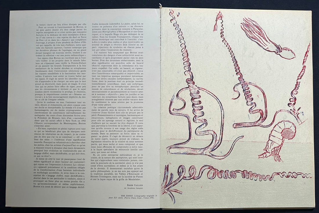 XXe Siecle 42, 1974, lithographs by Ernst, Lindner, Tanning.: Edition XXe Siecle, Paris 1974. "Panorama 74 Les Grande Exposizions dans le Musees et dans le galleries en France et a l'Etranger". Le Surrealisme I. With 3 lithographs in color by Max Ernst, Richard