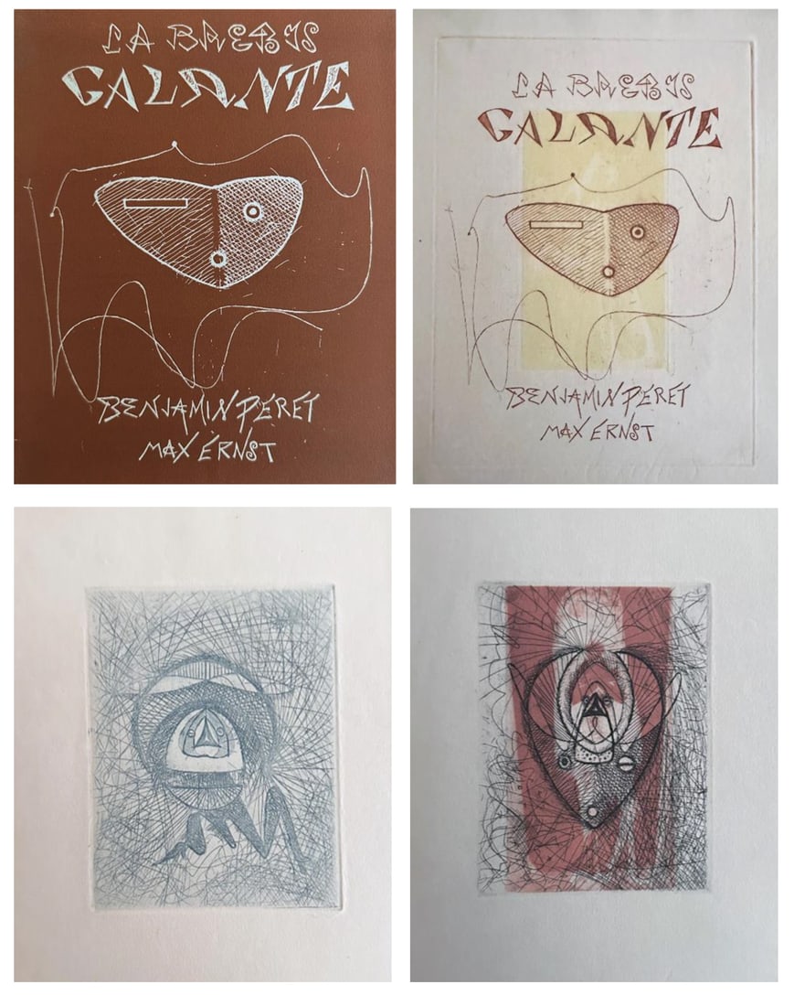 Ernst. La Brebis Galante. 1949. With 3 etchings in color by Max Ernst: The Gallant Sheep (La Brebis Galante). 1949, Les Editions Premiers. Paris, France. The book contains three etchings in color and numerous illustrations, most of which are pochoirs, by Max Ernst. This