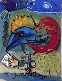 Chagall. Le Coq. Lithograph in color. 1952.