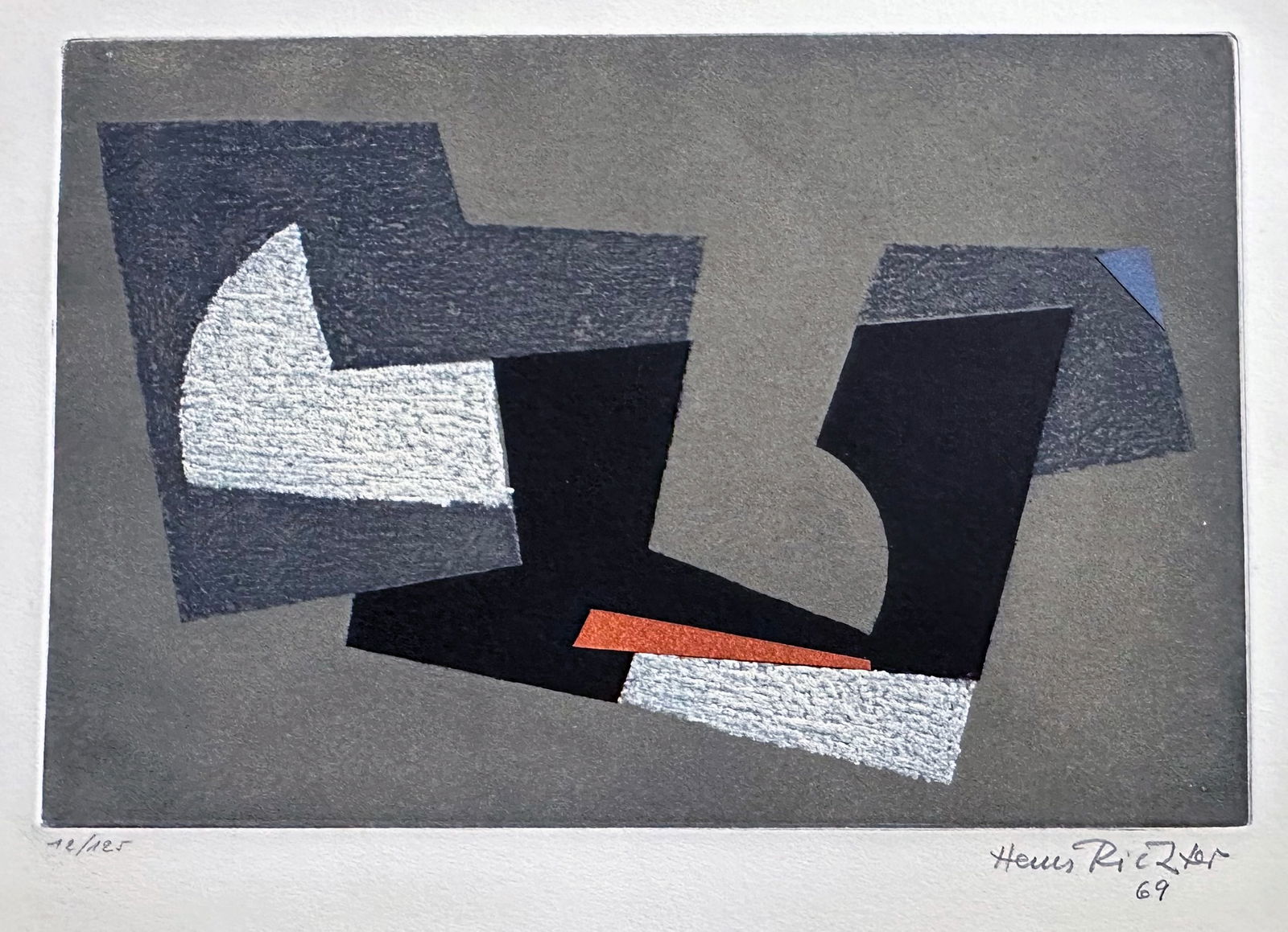 Hans Richter Signed Lithograph, one of 125 copies: Lithograph from Monument a Christophe Colomb et a Marcel Duchamp portfolio, created in 1968–71. Signed and numbered by the artist. Limited edition of 125 copies printed between 1968 and 1971. Printe