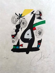 Miro. Signed and numbered lithograph. La Melodie Acide, 1980.