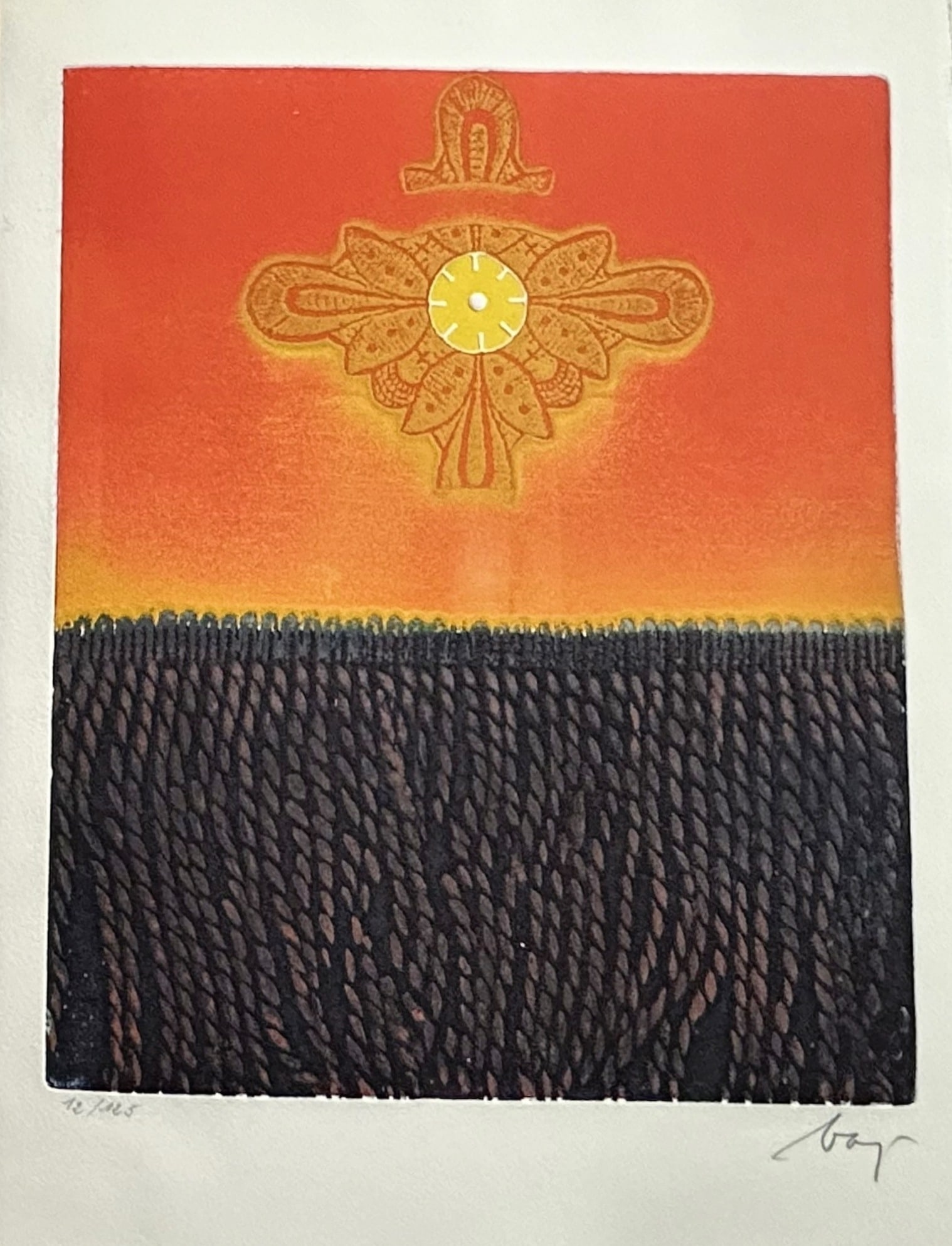 Enrico Baj Signed Lithograph. One of 160 copies.: Lithograph from Monument a Christophe Colomb et a Marcel Duchamp portfolio, created in 1968–71. Signed and numbered by the artist. Limited edition of 160 copies printed between 1968 and 1971. Printe