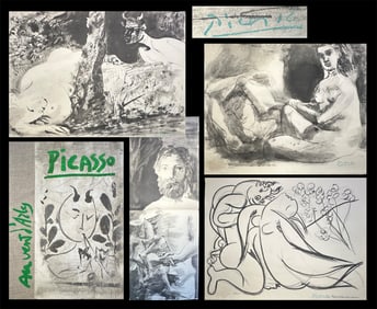 PICASSO. La Flute Double.15 Dessins, Aquarelle, Lavis. With Picasso stamped signature in green