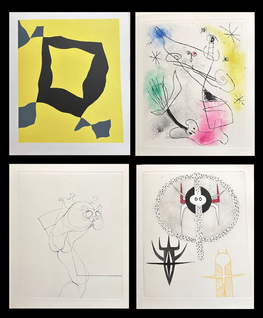 Feuilles Eparses. 14 Prints by Arp, Bellmer, Lam, Max Ernst, Miro…: Feuilles Eparses. (Scattered leaves) Paris, Louis Broder, 1965. Rene Crevel. Collection Archives 187 - Volume I. Complete book with fourteen unsigned prints: etchings, aquatints, woodcuts and lithogra