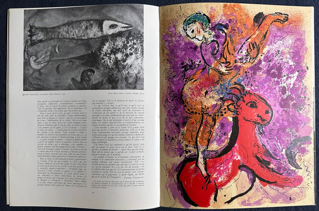 Xxe Siecle 9. Prints by Chagall, Fautrier Delaunay, Mondrain, Capogrossi, and Magnelli, 1957: Vrai et faux realisme dans l'art contemporain. Cahiers d art, San Lazzaro, Paris, 1957. 1st Edition. Number 9 of Nouvelle Series With two lithographs in color one by Chagall and one by Fautrier, and 4