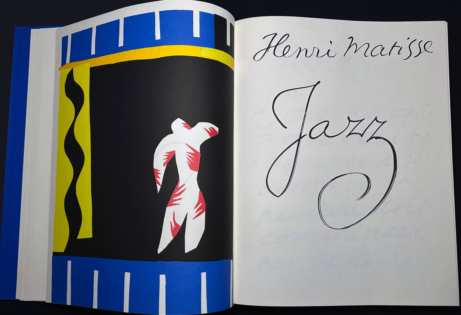 MATISSE JAZZ. Facsimile of the 1947 edition: Matisse, Jazz. George Braziller, Inc., New York, 1983. Facsimile of copy no. 43 from the original 1947 Jazz (Éditions Verve, Paris). With foreword by Riva Castelman and English translation by Sophie
