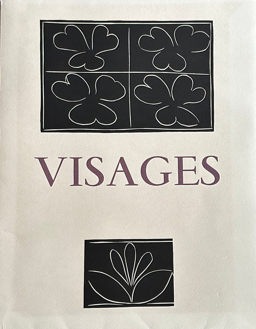 Matisse, Riverdy. 1946 VISAGES With 14 lithographs: Paris, Éditions du Chêne, 1946. Poems by Pierre Riverdy. Illustrated by Matisse with 14 lithographs in sanguine in full page, cover with a linocuts in black, and black linoctus in cul-de-lampe. One