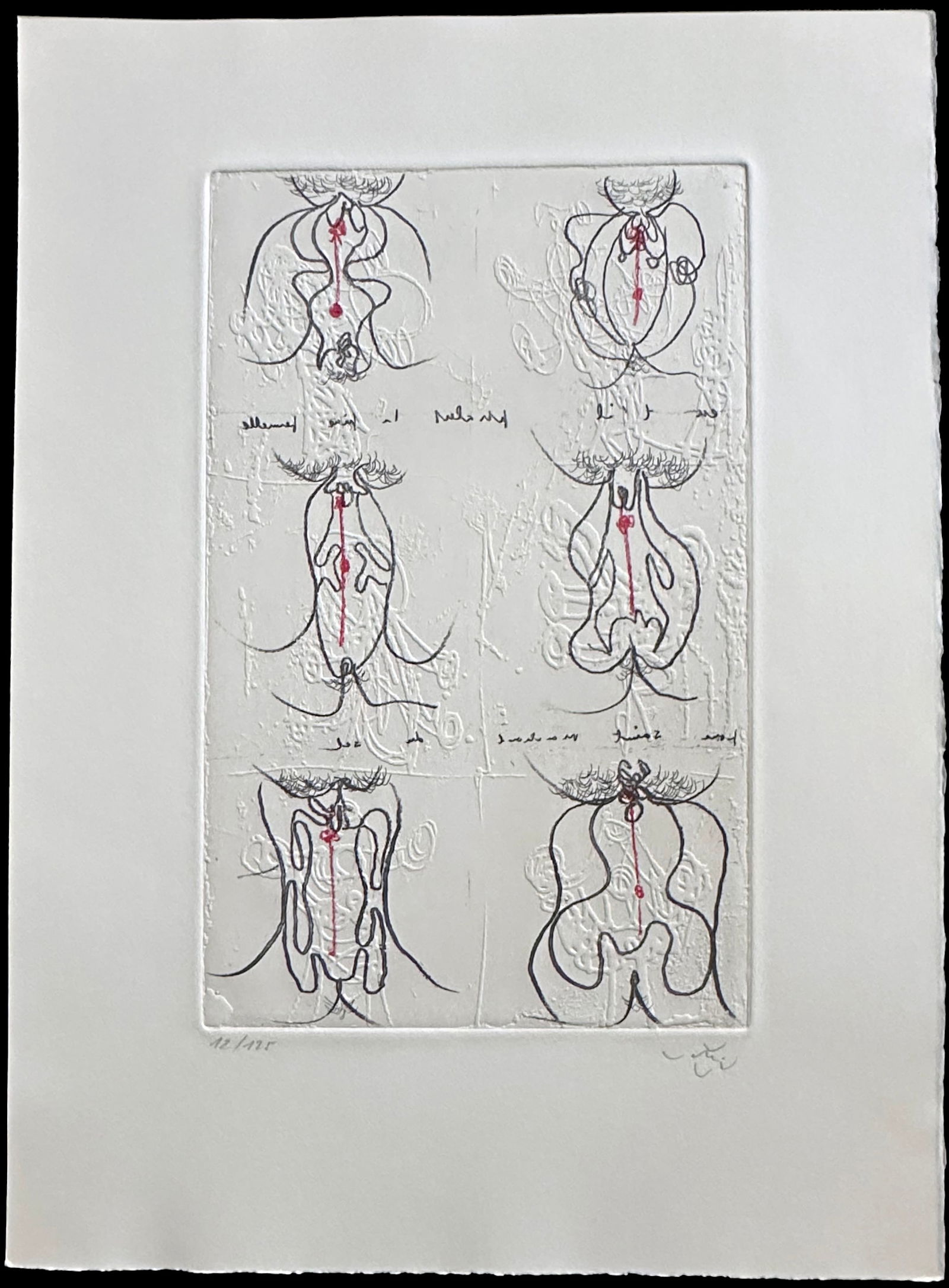 Roberto Matta Signed lithograph. One of 125 copies.: Cri oval du chant de Colomb. Original lthograph from Monument à Christophe Colomb et à Marcel Duchamp, 1968–71. Signed and numbered by the artist, from the limited edition of 125 copies from a tot