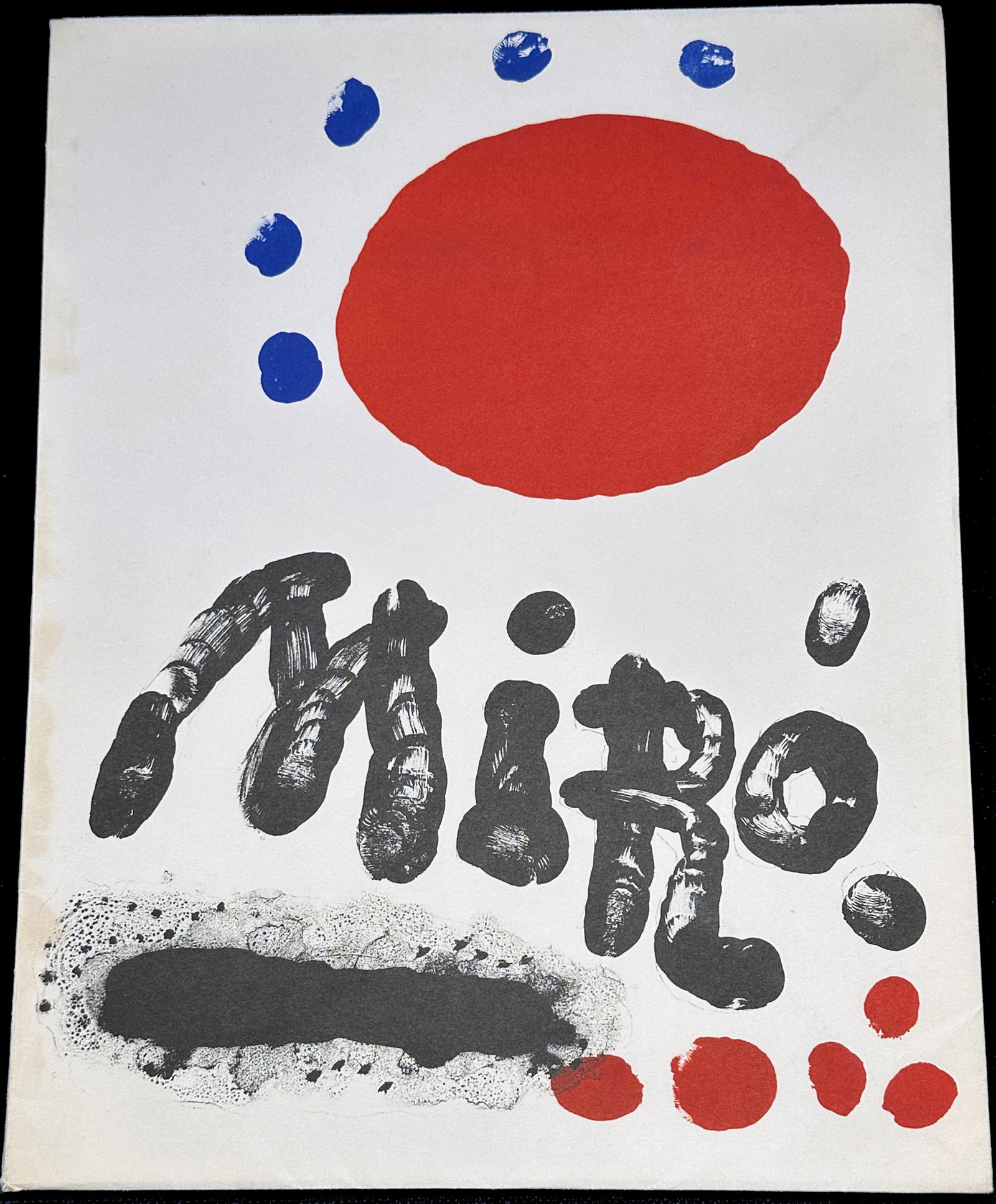 Joan Miró. Recent Paintings. 1953: New York: Pierre Matisse, 1953. The cover, the frontispiece in color, and double-page in black are all original lithographs engraved specially for this catalog by Joan Miro. First and limited edition,