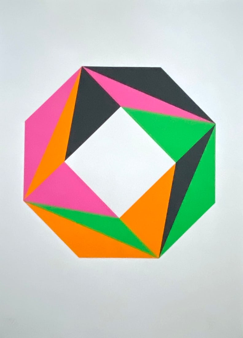 Max Bill. Signed Silkscreen, one of 150 copies: Max Bill for Artists Against Torture. Silkscreen in 4 colors on Sihl Superbus white paper size 76x56cm, one of 150 copies. Signed and numbered in pencil by Max Bill. published by Association for the P