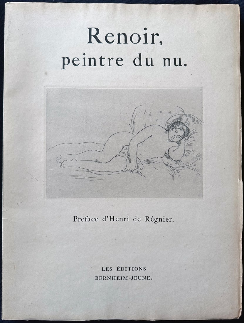 Renoir peintre du nu. With an original etching by Renoir. One of 50 copies printed on Japan paper.: Bernheim-Jeune, Paris 1923. Original edition, one of the 50 numbered copies on Japan paper, with one original etching in black on the front cover (Femme nue couchee tournee a droite, Delteil 14). The