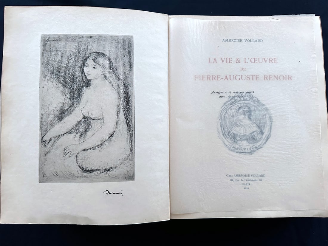 La Vie et l'Oeuvre de Pierre-Auguste Renoir. DELUXE With etchings + all prints in double state.: Paris: Ambroise Vollard, 1919. One of the 100 copies in Japan Imperial paper. Bounded in the original soft cover, with one etching in double state, one in Japan and one in Velin d'Arche paper, la Baig