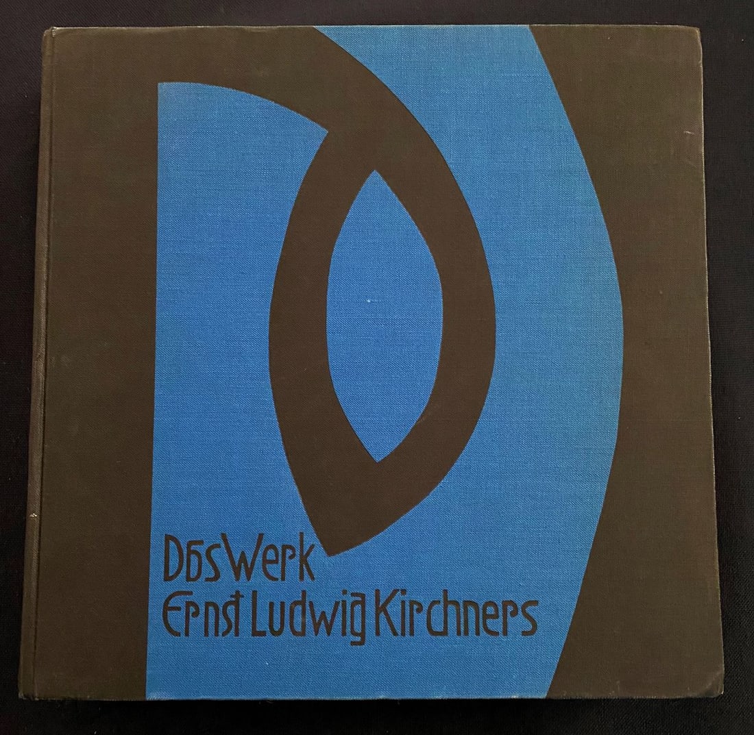 Kirchners, Ludwig. Das Werk, 1926, with 6 woodcuts.: Das Werk Ludwig Kirchners. Grohmann, Will. Kurt Wolff Verlag, 1926. Limited in 850 copies numbered, with 6 original woodcuts by Kirchners (title and 4 subtitles in blue, 1 black and white woodcut on