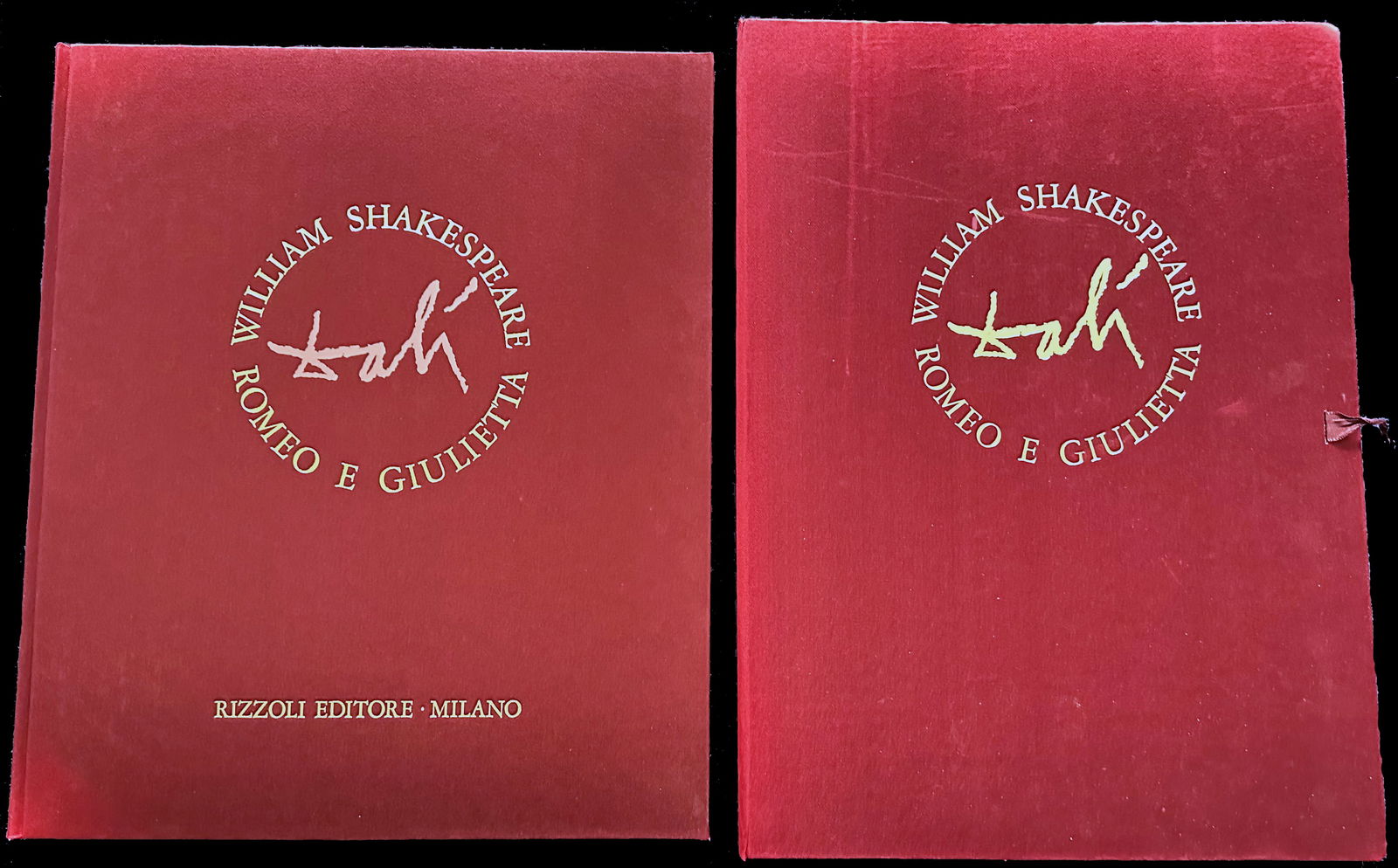 Romeo et Juliette. 1975. With 10 lithographs in color + a Suite by Dali.: Rizzoli Edizioni, Milano, 1975. Text by William Shakespeare, illustrated by Salvador Dalí. Limited edition of 999 copies ad personam, of which this one of 19 copies hors commerce, accompanied by a se