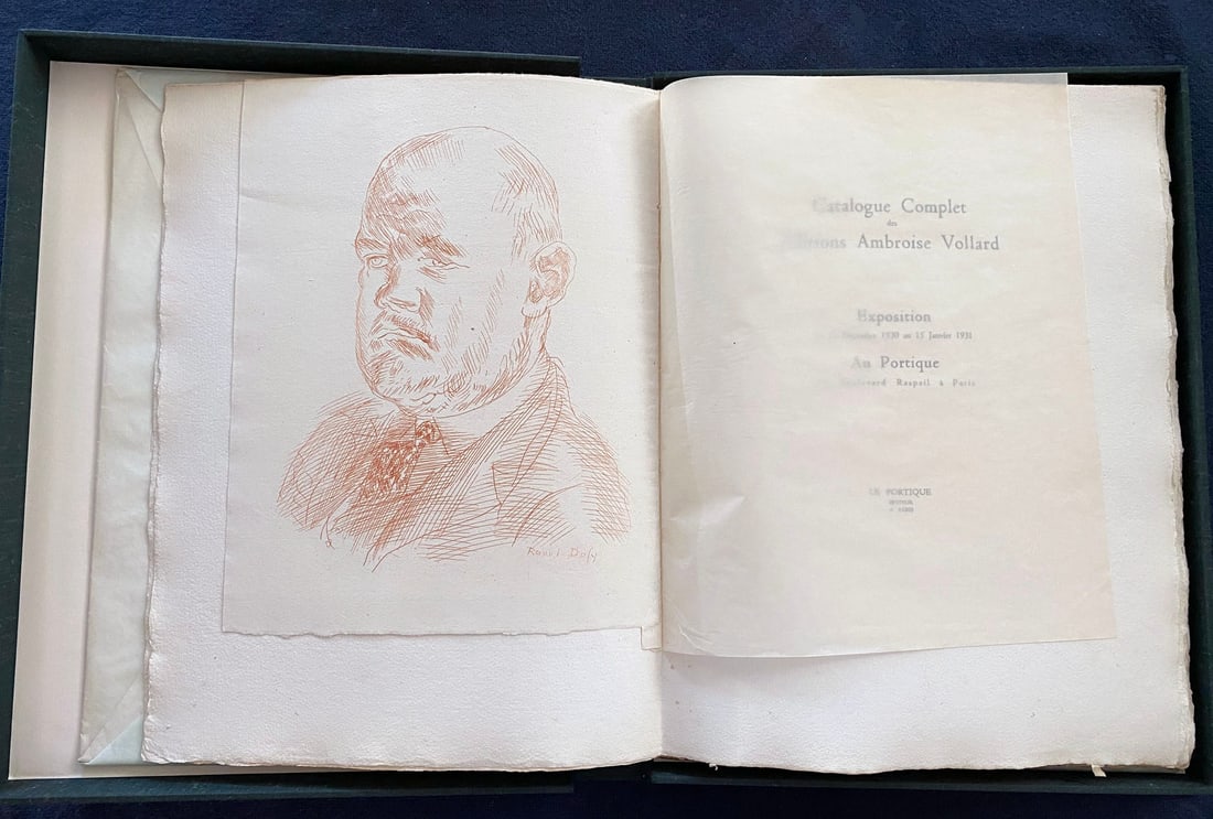 Catalogue complet des Editions Ambroise Vollard: Bibliography of Vollard's livres d'artiste, with an original etching in sanguine by Raoul Dufy, signed in plate. One of 125 copies on montval paper. Softcover, guarded in cloth covered clamshell box.