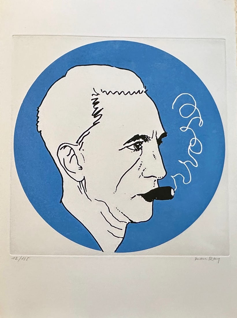 Man Ray Signed Lithograph. One of 160 copies.: Lithograph in color from Monument a Christophe Colomb et a Marcel Duchamp portfolio, created in 1968–71. Signed and numbered by the artist. Limited edition of 160 copies printed between 1968 and 197