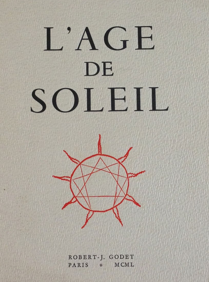 Picasso. L'Age de Soleil. 1950. With one original drypoint, one of 100 copies: GODET, Robert-J. Paris: Aux depens de l'auteur, 1950. One of 100 copies on Velin du Marais with frontispiece etching "Picasso pour Roby", + a lithograph in black, and an original dry-point La Torera d
