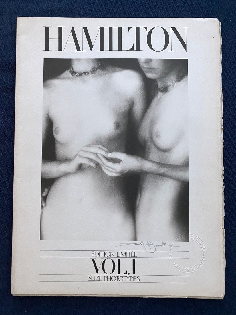 Hamilton Edition limitee Vol. 1 with 6 photographs by David Hamilton. 1978.: Imprimerie d'Art Adrien Maeght, Paris. Six photographs by David Hamilton printed in Chiffon d'Arches with dryseal of David Hamilton on the front cover. Signed on the cover by Hamilton in pencil