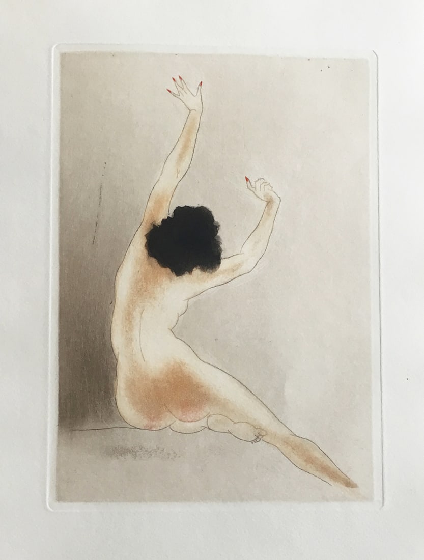 Icart. Chrysis. With 15 original etchings. 1940.: LOUYS Pierre. Charles Meunier, Paris 1940. Pierre Louys colorful tale, illustrated with fifteen etchings in color by Louis Icart, of which five out of text. Loose as issued, complete of the original s