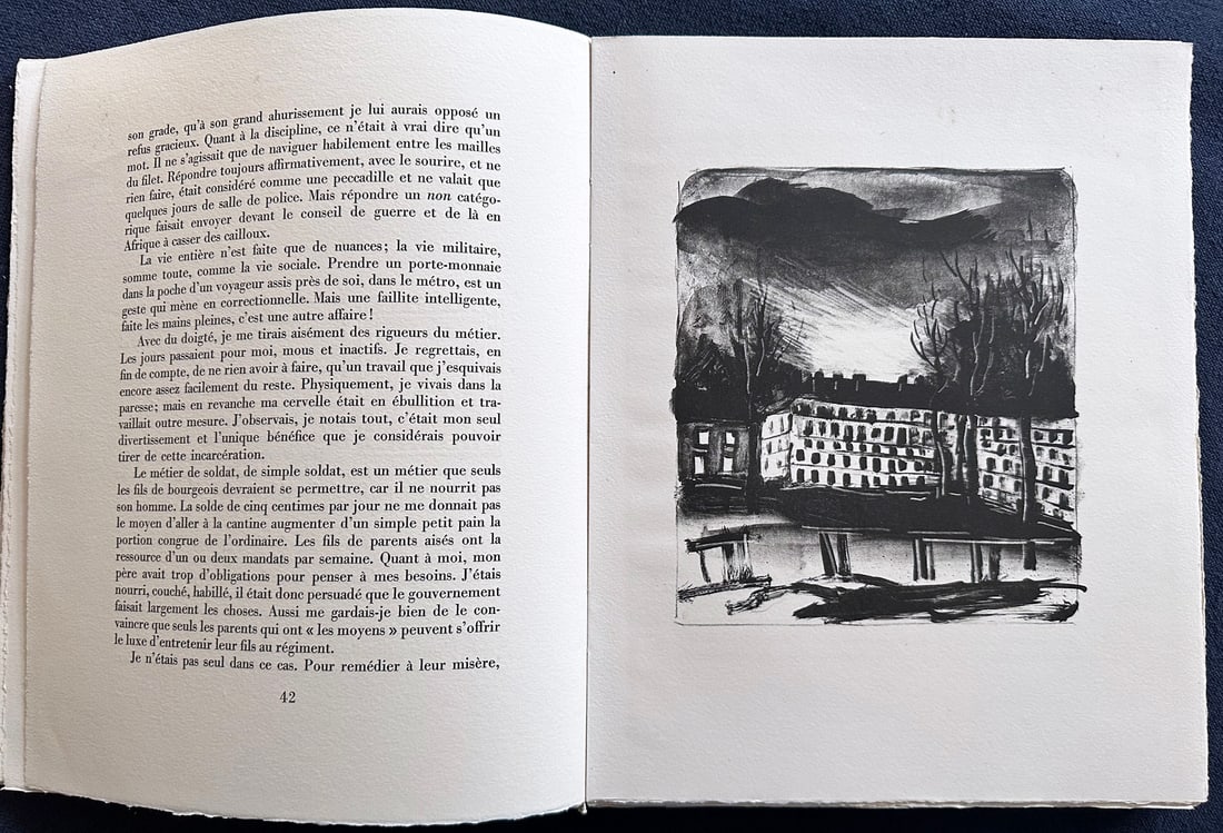 Vlaminck. Tournant dangereux, 1930. With 6 original lithographs.: Paris: Librairie Stock, Delamain et Boutelleau, 1930. Illustrated with six original lithographs in full page, as well as ornaments and letters by the author. Soft cover wrappers. Limited numbered edit