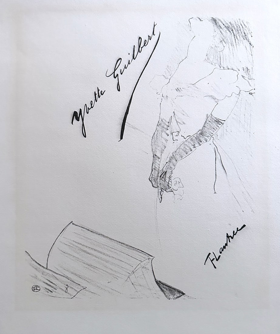Toulouse Lautrec. Pour Yvette Original lithograph: Frontispiece pour Yvette Guilbert.Portfolio publised by Bliss, Sands and Co. London 1898
