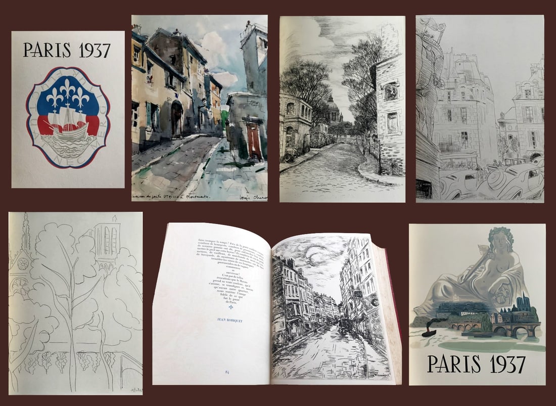 Paris 1937, 31 etchings in full page by Matisse, Vlaminck, Derain, Van Dongen, Bonnard, and others.: Paul Valery and others. Paris, 1937. Special edition dedicated by the City of Paris, an homage to Paris designed and printed by J.G Daragnes. Illustrated with 62 original etchings that accompany 31 te