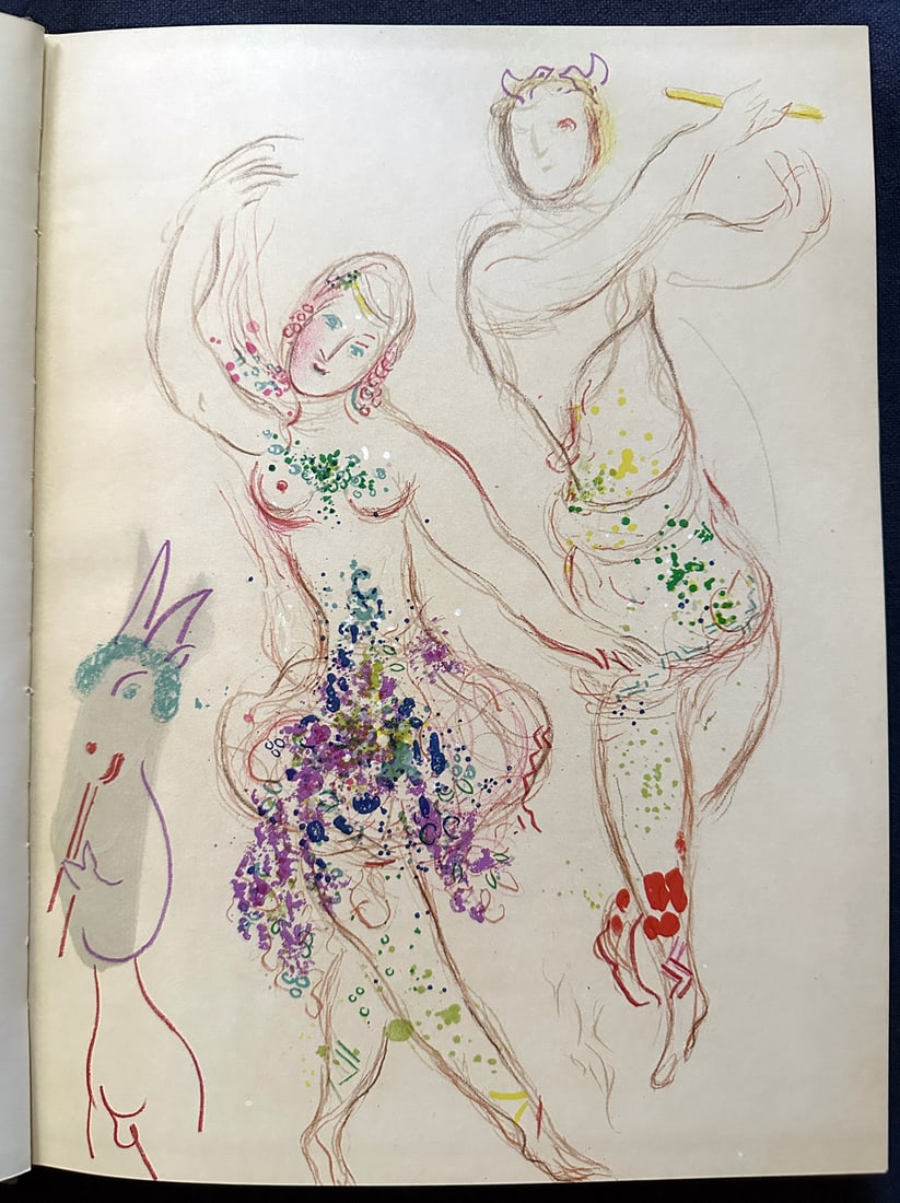 Chagall. Drawings and Watercolors for the Ballet. With a lithograph by Chagall.: Jacques Lassaigne, Marc Chagall: Drawings and Water Colors for The Ballet. New York: Tudor Publishing Company, 1969. Cloth hardcover with gilt lettering, complete of pictorial dust jacket, illustrated
