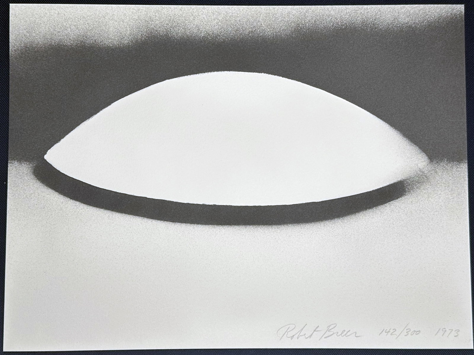 Robert Breer signed lithograph. 1973. One of 300 copies.: Untitled. 1973, lithograph in black and white, composition and sheet: 9 x 12" (22.9 x 30.5cm). Signed and numbered to lower edge. This work is from the edition of 300 printed by Styria Studio, Inc., N
