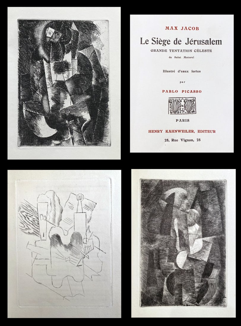 Picasso. Le Siège de Jérusalem. 1914. With three original cubist etchings.: Daniel Henry Kahnweiler Editeur, Paris 1914. Play by Max Jacob, illustrated by Picasso with three cubist etchings in full page titled: Femme Nue (plate 1) Nature Morte au Crâne (plate 2) and