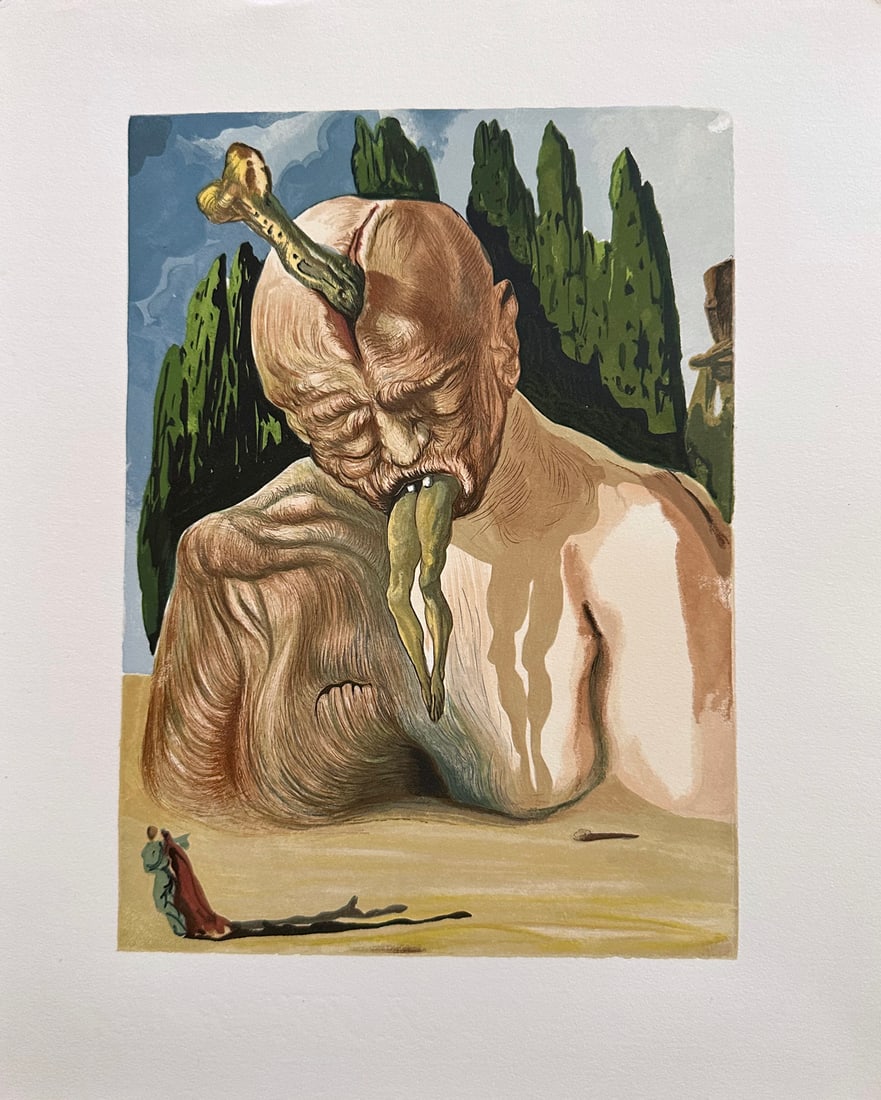 Dali. "A Devil Logician" Woodcut by Salvador Dali. From The Divine Comedy portfolio.: Inferno Canto 27, The Divine Comedy, 1960. Woodcut on BFK Rives paper. Salvador Dali began the production of the prints for the Divine Comedy in in the 1950s. It took talented engravers almost four